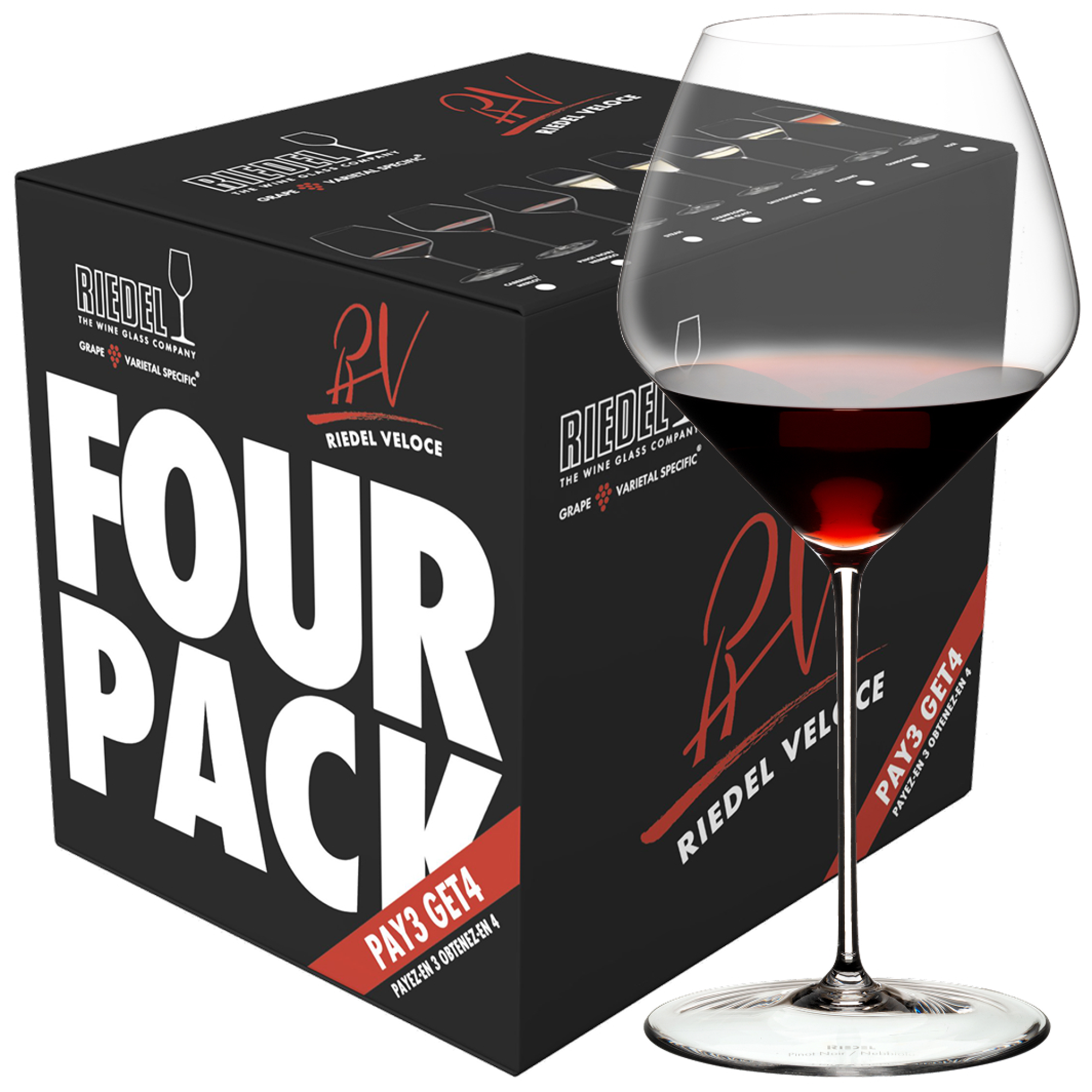 Riedel Veloce Pinot Noir wijnglas (set van 4 voor € 118,00)
