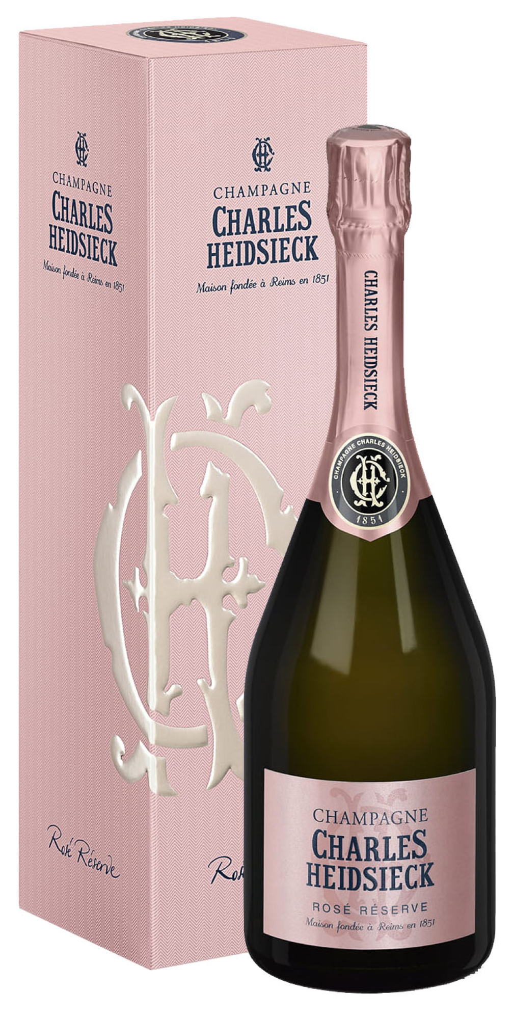 Charles Heidsieck Champagne Rosé Réserve Brut in geschenkdoos met 2 wijnglazen